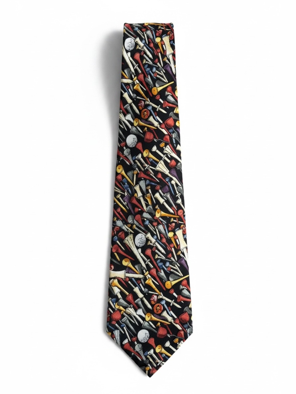 Nicole Miller Vintage 1996 Golf Tee Print Silk Tie Black Multicolor Necktie OS - Picture 1 of 6